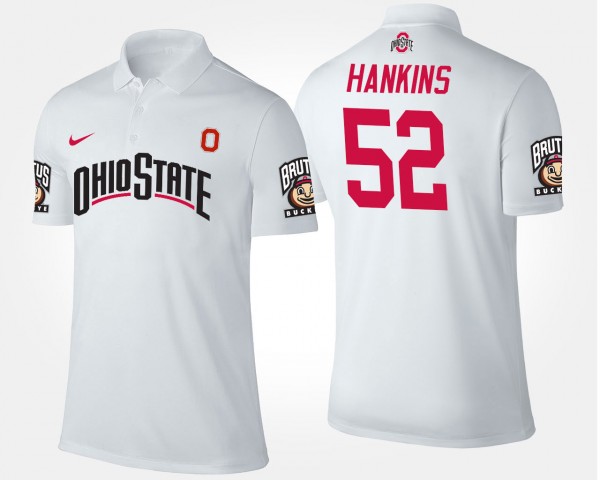 Ohio State Buckeyes Johnathan Hankins Men's #52 White College Football Polo 2404JYXM1